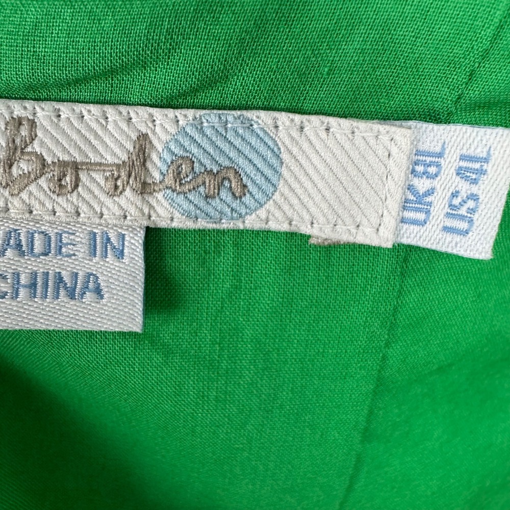 Boden Matilda Retro‎ Pleated Green White Women Linen Blend Dress Size 4L - Picture 10 of 14